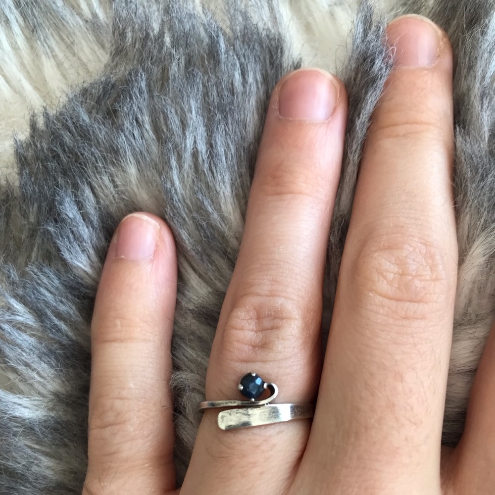 Blue Sapphire Sterling Silver Ring - Size 6
